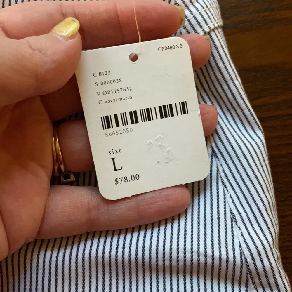 Free People Pinstripe Navy and White Trouser Pants - Picture 4 of 8